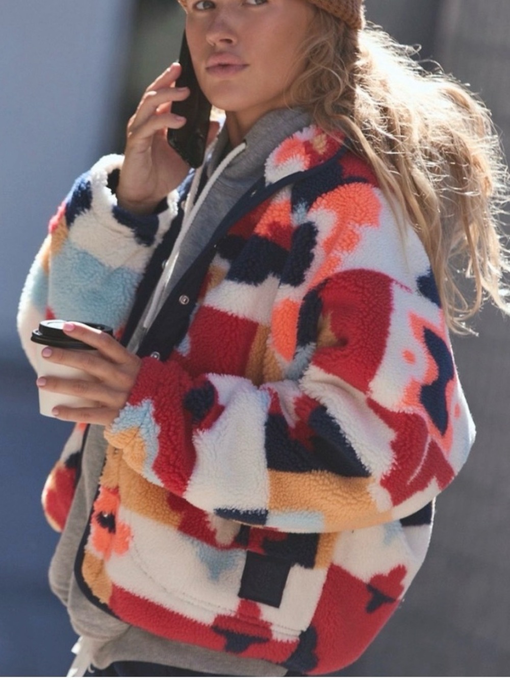 FREE PEOPLE x Movement Hit The Slopes Printed Fleece Jacket size small